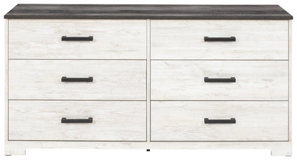 Shawburn - White / Black / Gray - Six Drawer Dresser 5