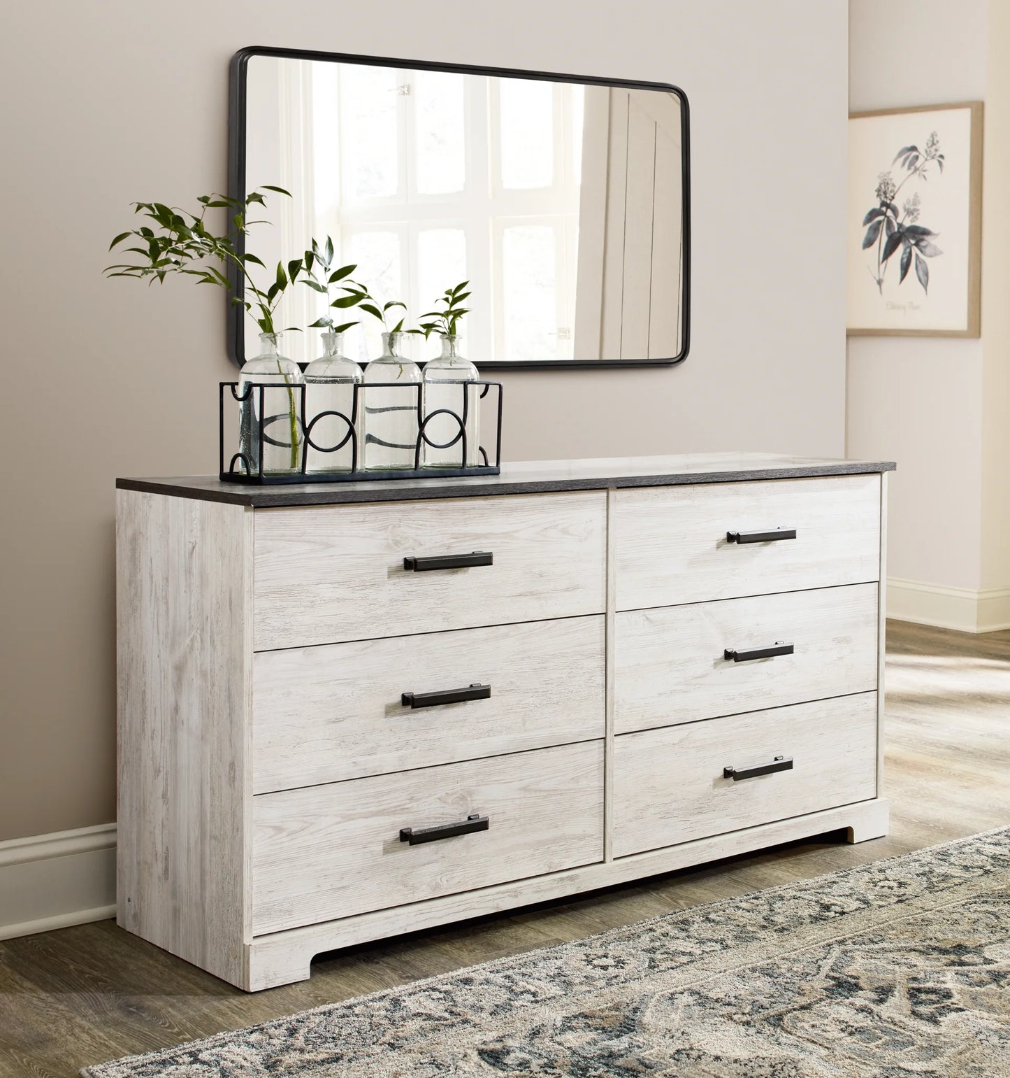 Shawburn - White / Black / Gray - Six Drawer Dresser 7