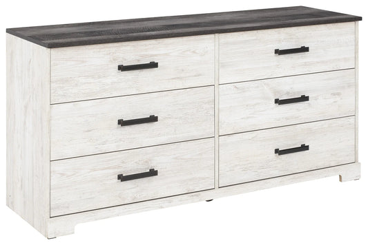 Shawburn - White / Black / Gray - Six Drawer Dresser