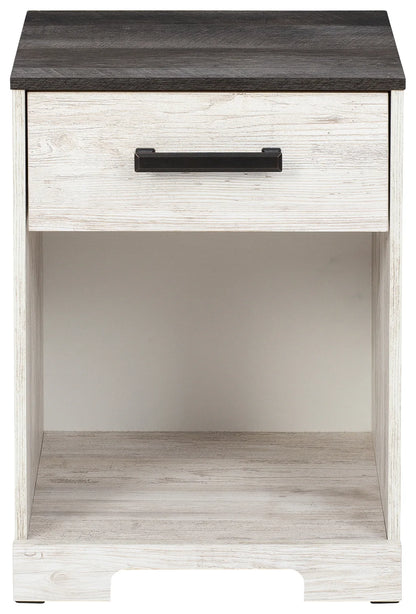 Shawburn - White / Black / Gray - One Drawer Night Stand - Open Cubby