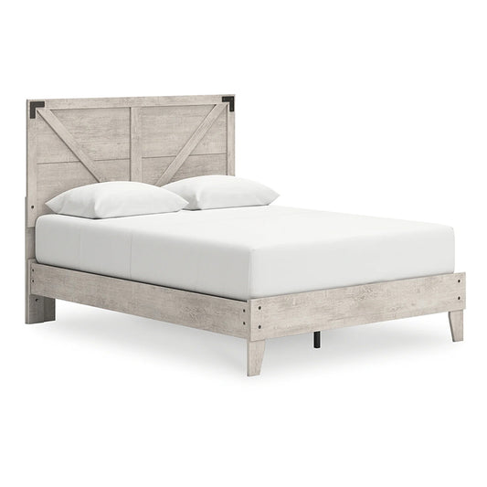 Shawburn - Whitewash - Queen Platform Bed With Crossbuck Panel Headboard