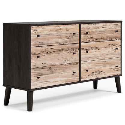 Piperton - Brown / Black - Six Drawer Dresser - Vinyl-Wrapped