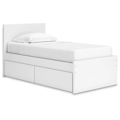 Onita - White - Twin Panel Platform Bed With 1 Side Storage
