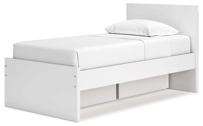 Onita - White - Twin Panel Platform Bed With 1 Side Storage