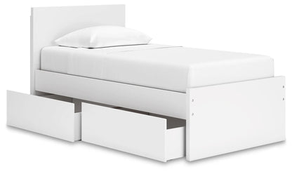 Onita - White - Twin Panel Platform Bed With 1 Side Storage