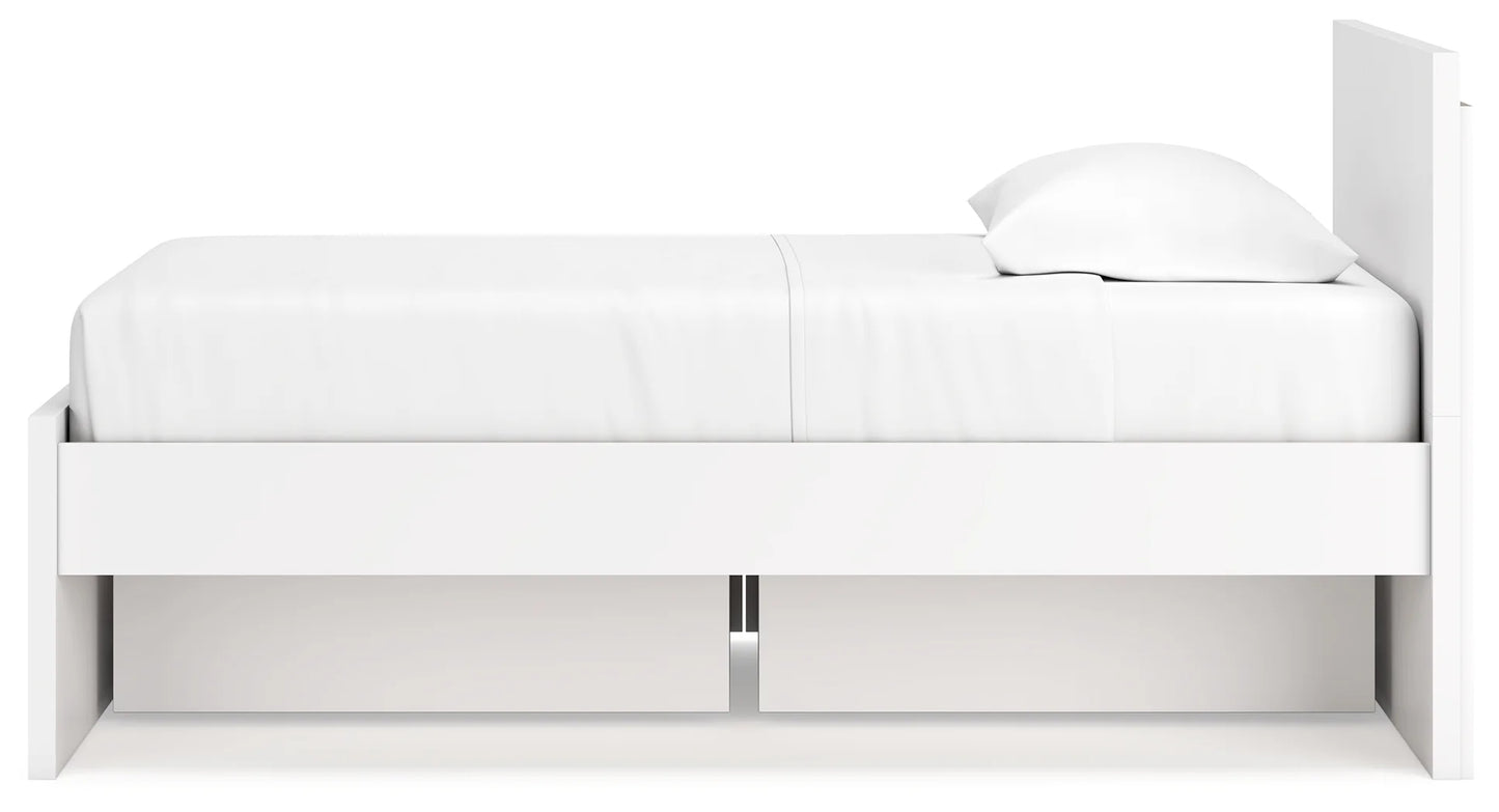 Onita - White - Twin Panel Platform Bed With 1 Side Storage