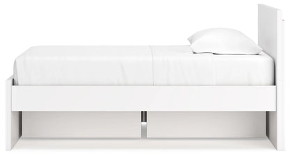 Onita - White - Twin Panel Platform Bed With 1 Side Storage
