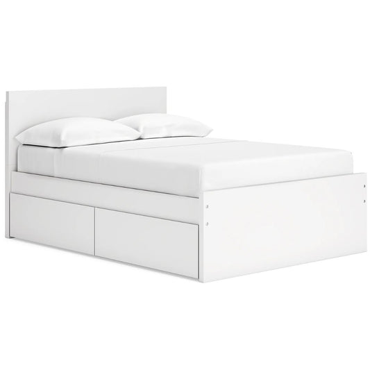 Onita - White - Full Panel Platform Bed With 1 Side Storage