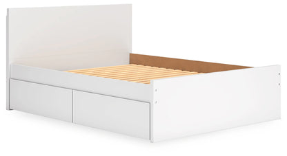 Onita - White - Queen Panel Platform Bed With 1 Side Storage