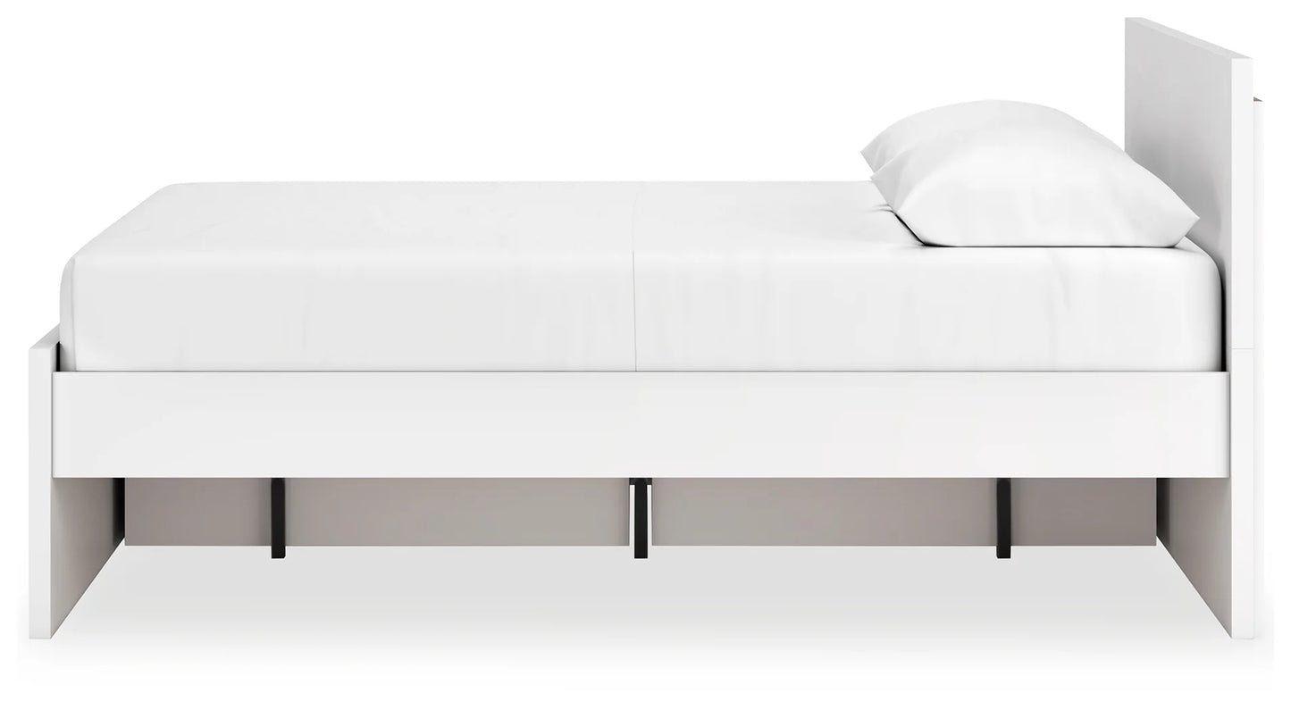 Onita - White - Queen Panel Platform Bed With 1 Side Storage