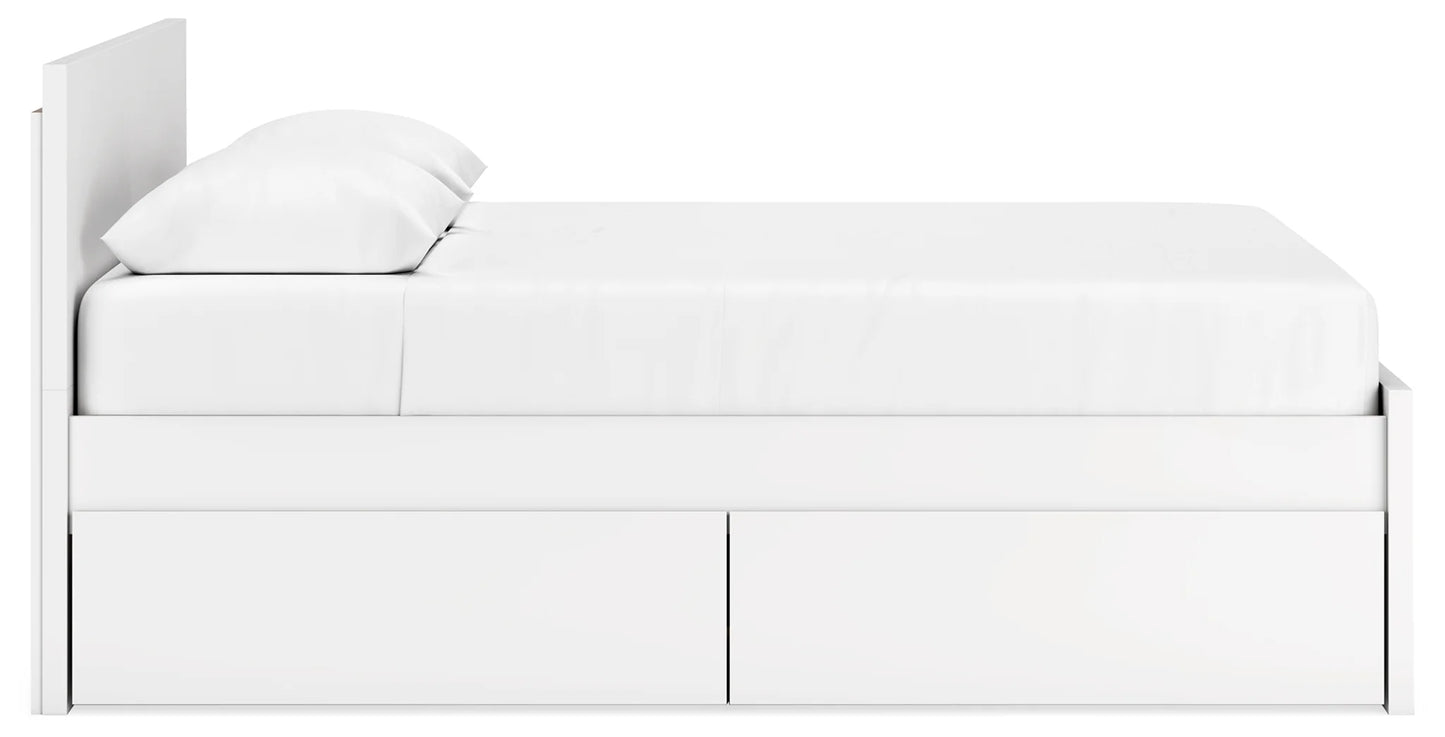 Onita - White - Queen Panel Platform Bed With 1 Side Storage