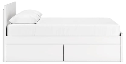 Onita - White - Queen Panel Platform Bed With 1 Side Storage