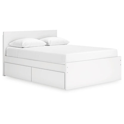 Onita - White - Queen Panel Platform Bed With 1 Side Storage