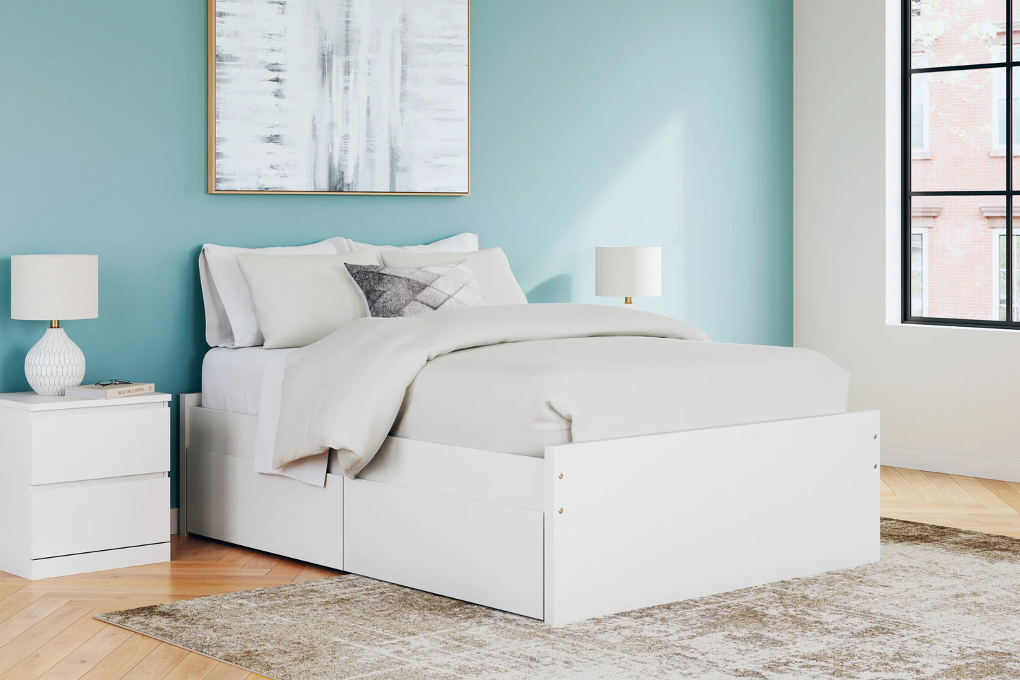 Onita - White - Full Platform Bed With 2 Side Storage