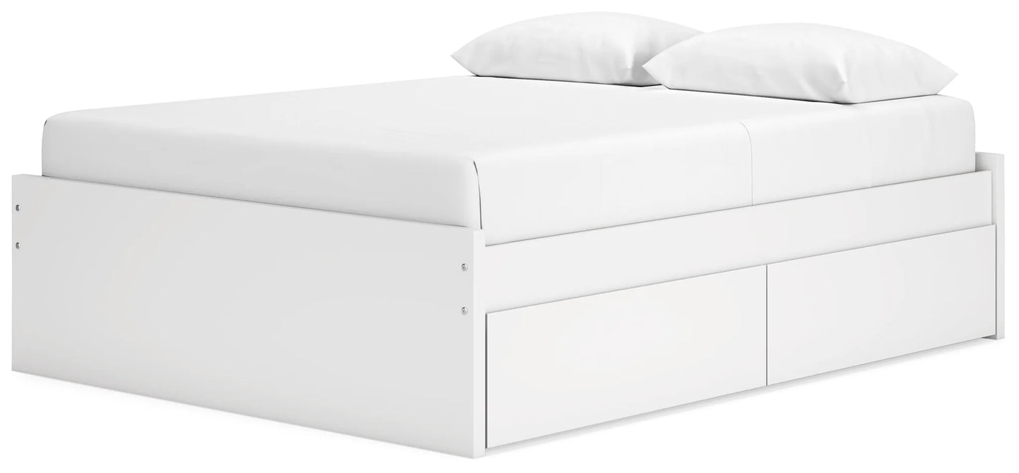Onita - White - Queen Platform Bed With 2 Side Storage