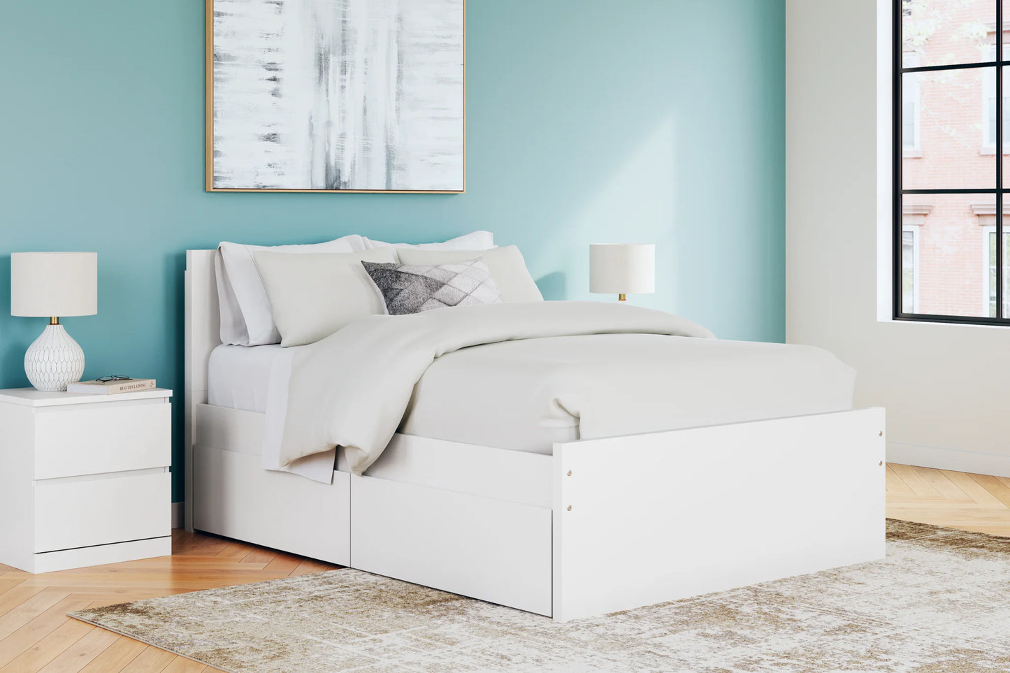 Onita - White - Full Panel Platform Bed With 2 Side Storage