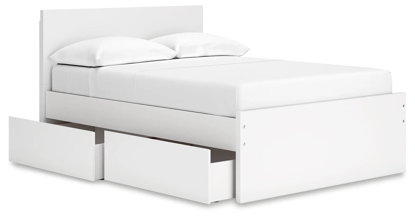 Onita - White - Full Panel Platform Bed With 2 Side Storage
