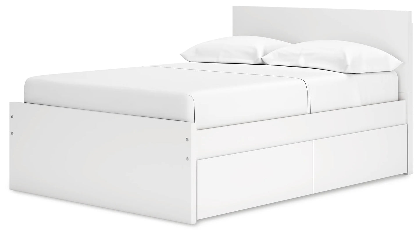 Onita - White - Full Panel Platform Bed With 2 Side Storage
