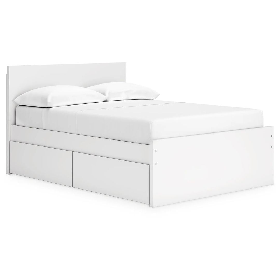 Onita - White - Full Panel Platform Bed With 2 Side Storage