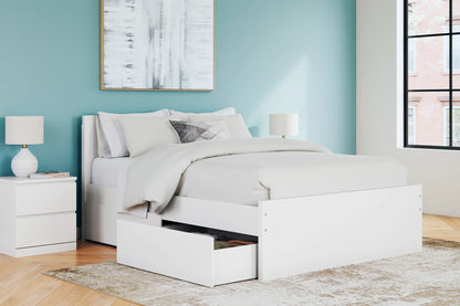 Onita - White - Queen Panel Platform Bed With 2 Side Storage
