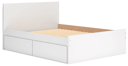 Onita - White - Queen Panel Platform Bed With 2 Side Storage