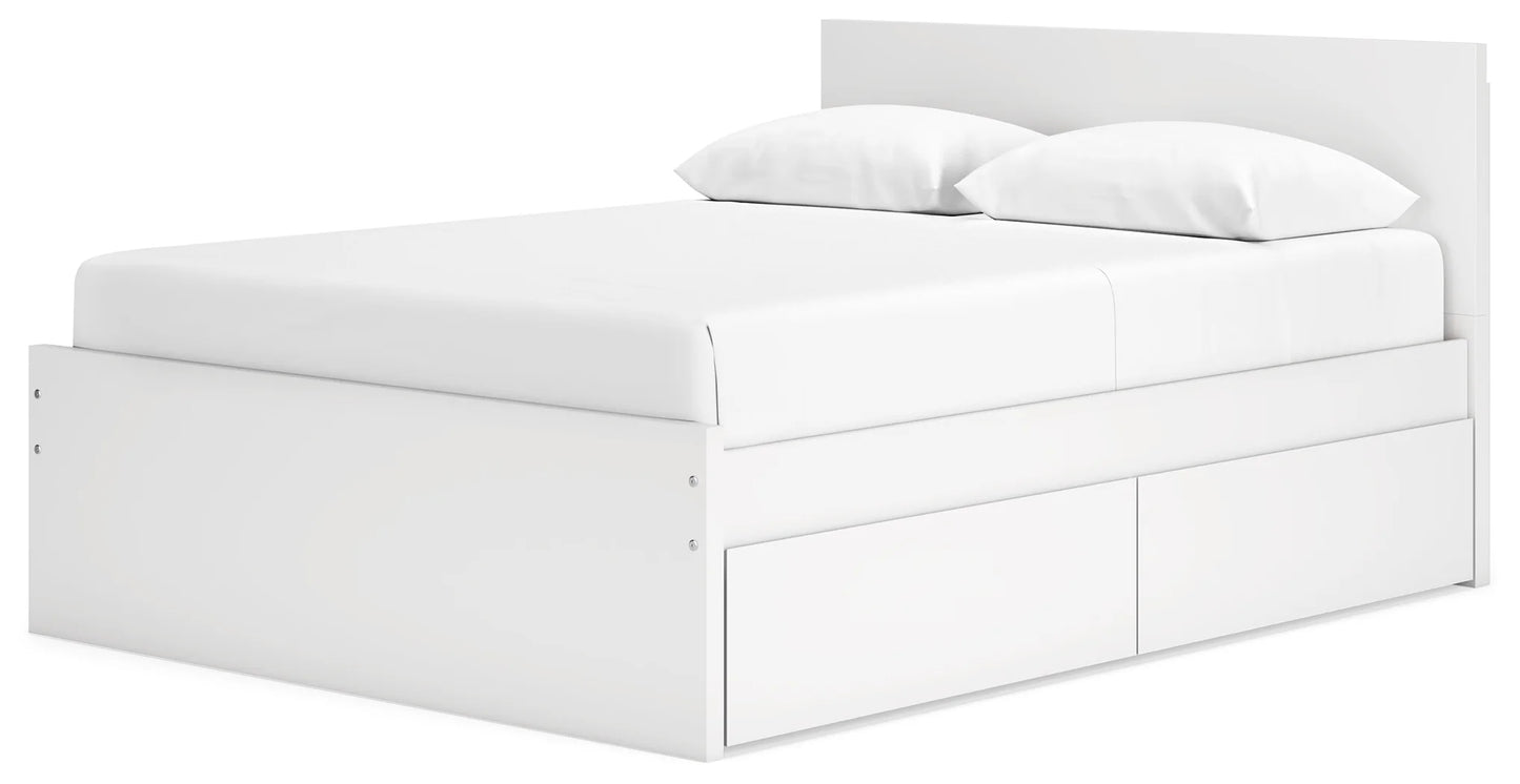 Onita - White - Queen Panel Platform Bed With 2 Side Storage