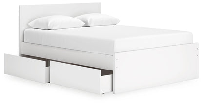 Onita - White - Queen Panel Platform Bed With 2 Side Storage