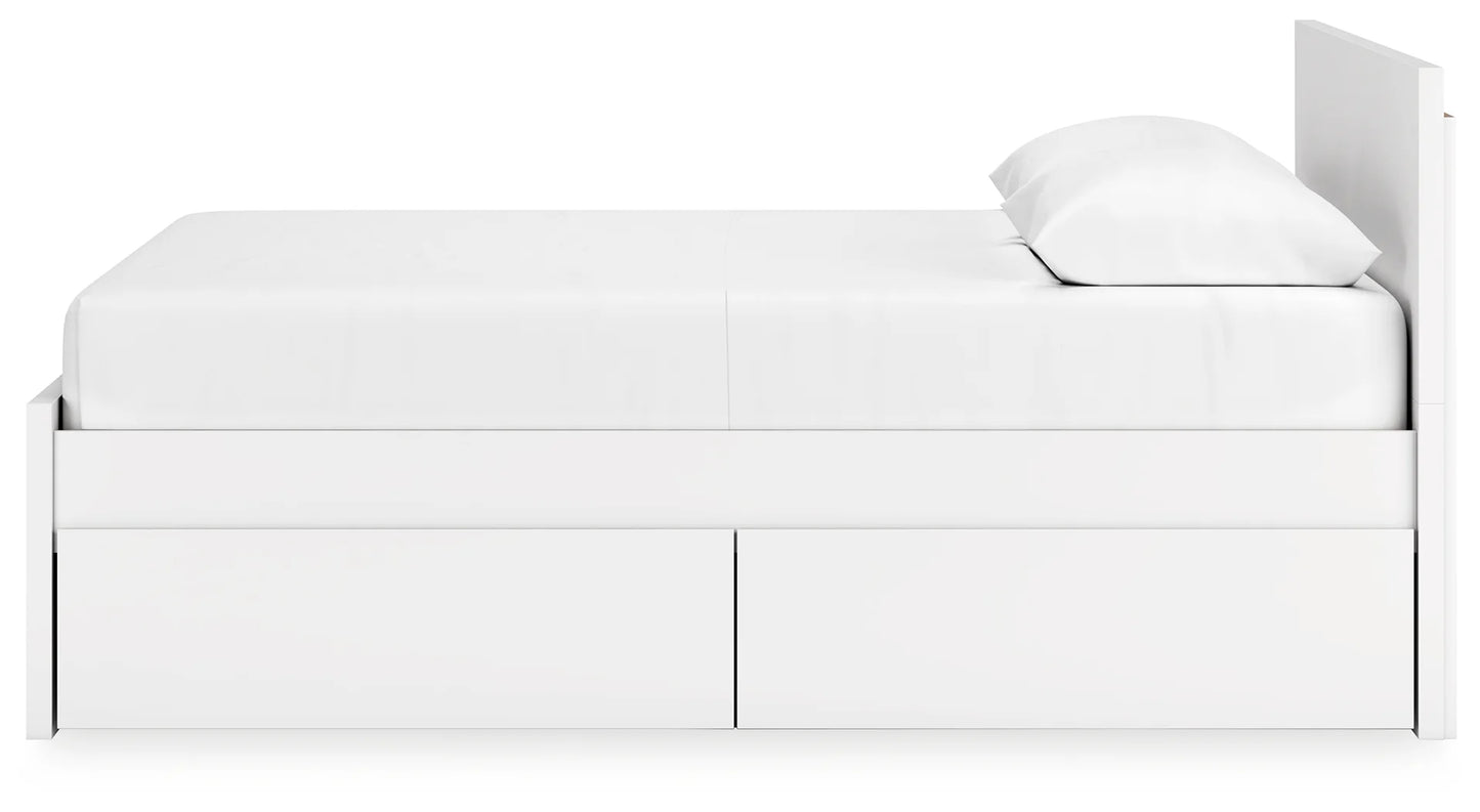 Onita - White - Queen Panel Platform Bed With 2 Side Storage