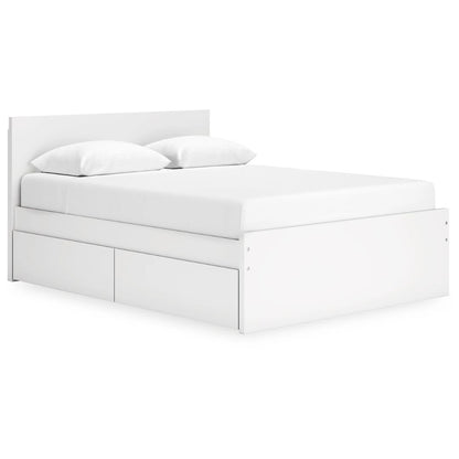 Onita - White - Queen Panel Platform Bed With 2 Side Storage
