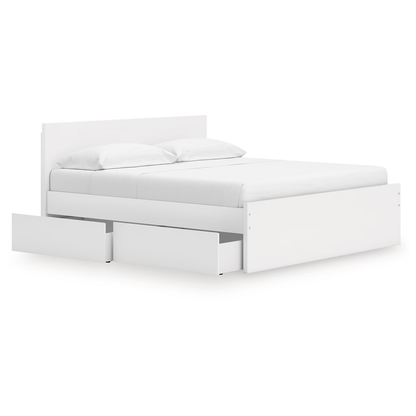 Onita - White - King Panel Platform Bed With Storage