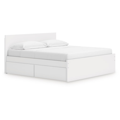 Onita - White - King Panel Platform Bed With Storage