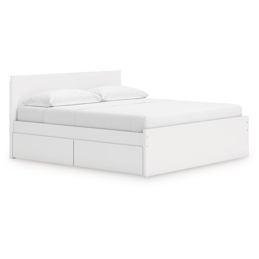 Onita - White - King Panel Platform Bed With Storage