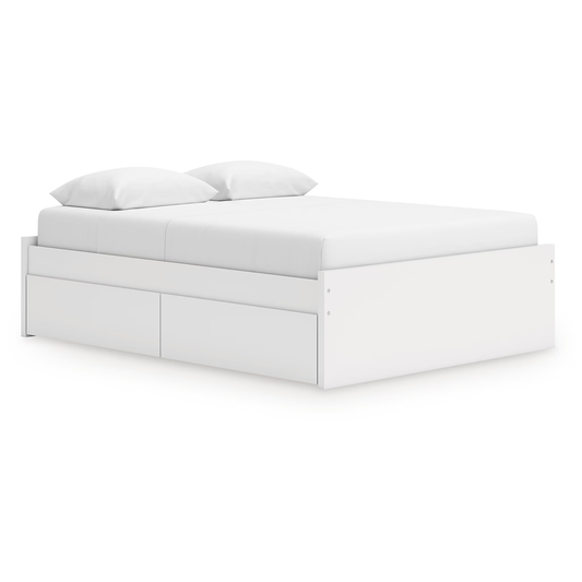 Onita - White - Queen Platform Bed With 1 Side Storage