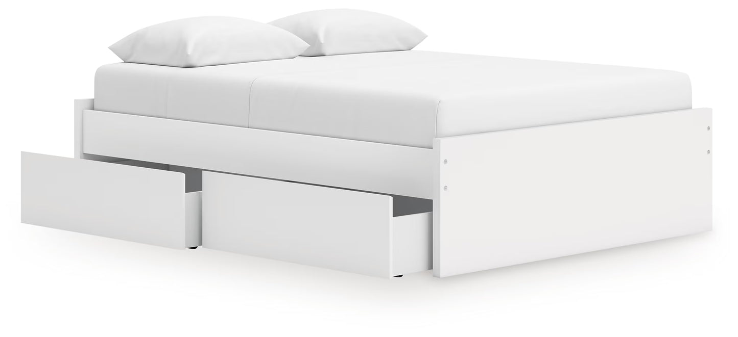 Onita - White - Queen Platform Bed With 1 Side Storage