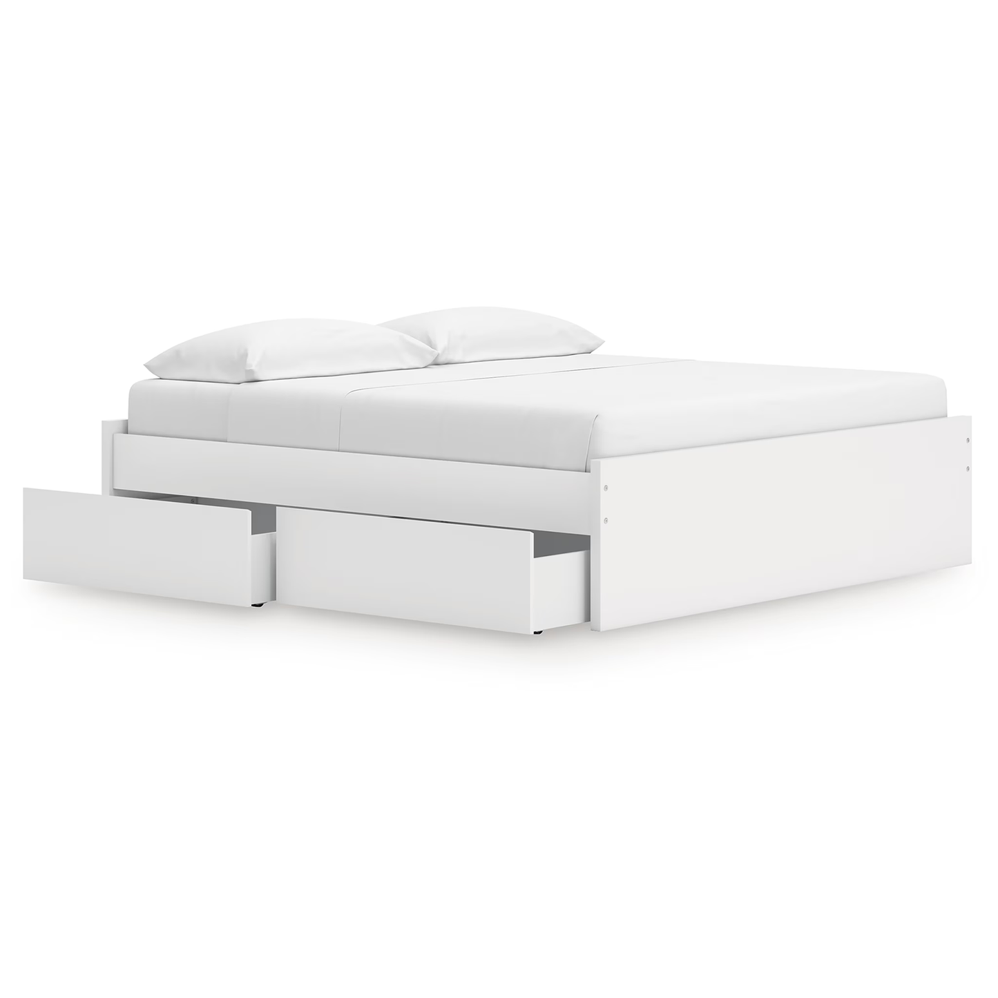 Onita - White - King Platform Bed With 1 Side Storage