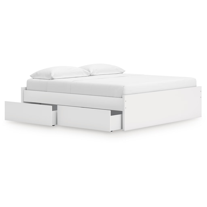 Onita - White - King Platform Bed With 1 Side Storage