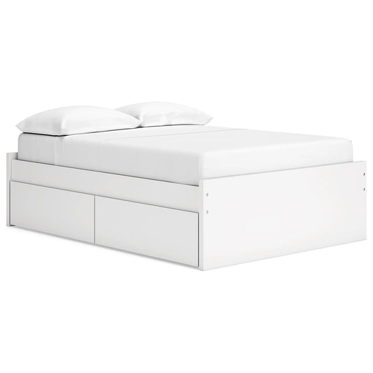 Onita - White - Full Platform Bed With 1 Side Storage