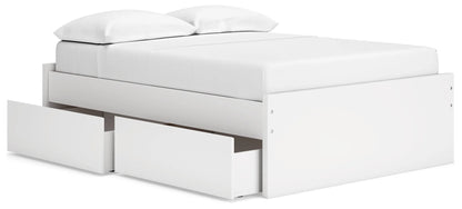 Onita - White - Full Platform Bed With 1 Side Storage