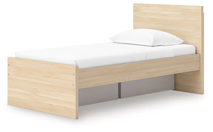Onita - Natural - Twin Panel Platform Bed With 1 Side Storage