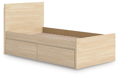Onita - Natural - Twin Panel Platform Bed With 1 Side Storage
