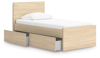 Onita - Natural - Twin Panel Platform Bed With 1 Side Storage