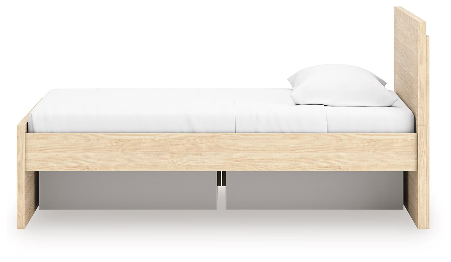 Onita - Natural - Twin Panel Platform Bed With 1 Side Storage
