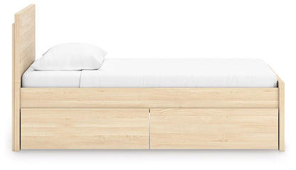Onita - Natural - Twin Panel Platform Bed With 1 Side Storage