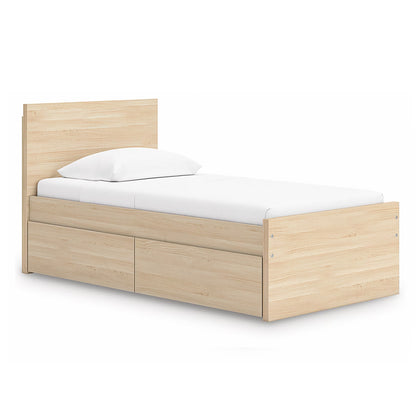 Onita - Natural - Twin Panel Platform Bed With 1 Side Storage