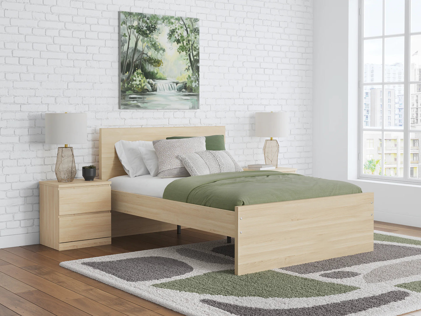 Onita - Natural - Full Panel Platform Bed With 1 Side Storage