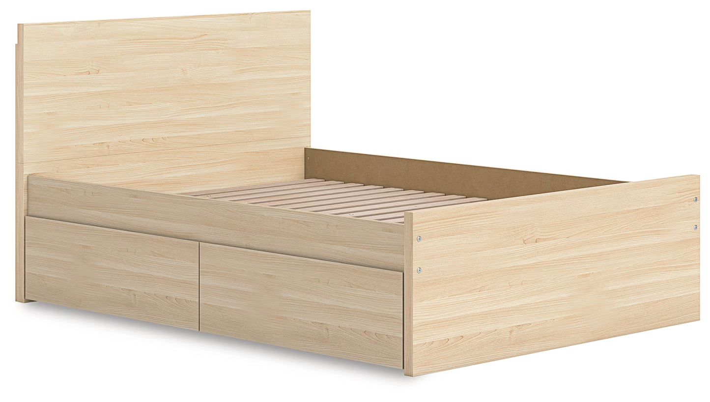 Onita - Natural - Full Panel Platform Bed With 1 Side Storage