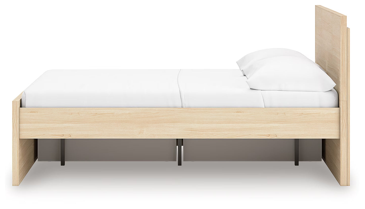 Onita - Natural - Full Panel Platform Bed With 1 Side Storage
