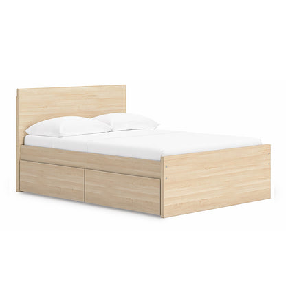 Onita - Natural - Full Panel Platform Bed With 1 Side Storage
