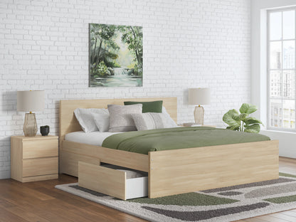 Onita - Natural - Queen Panel Platform Bed With 1 Side Storage