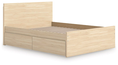 Onita - Natural - Queen Panel Platform Bed With 1 Side Storage